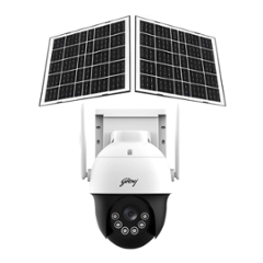 Godrej Ace Pro 3MP IP66 PTZ Dual Solar Sim CCTV Camera with 4G Support, Human Detection, 2 Way Talk, Works with Alexa, Battery Backup of 36 hrs & STQC Certified, GODSB04