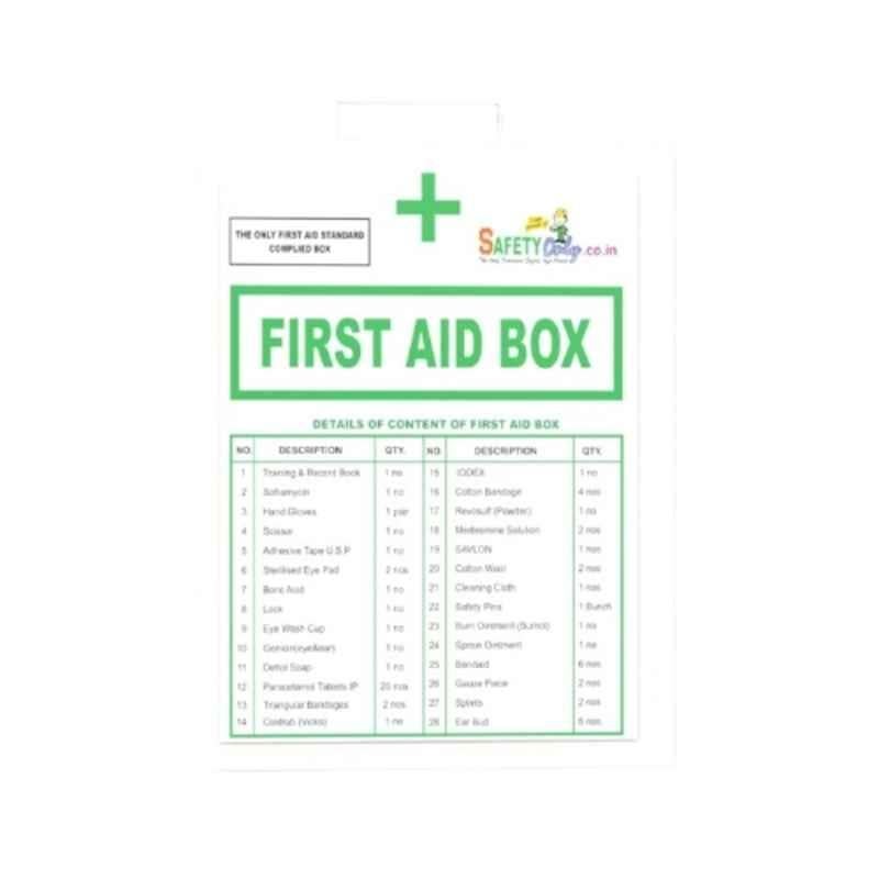 Telly Safety Metal White Wall Mount Emergency Medical First Aid Box Kit with 28 Content Inside