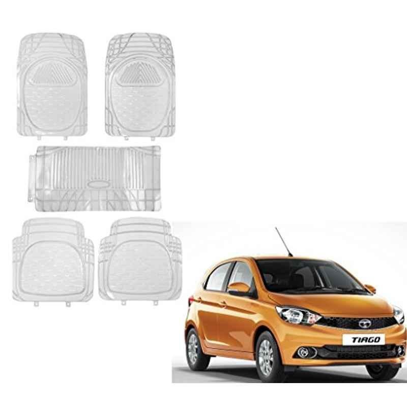 Kozdiko 5 Pcs 6205 Rubber & PVC Clear Car Foot Mat Set for Tata NA