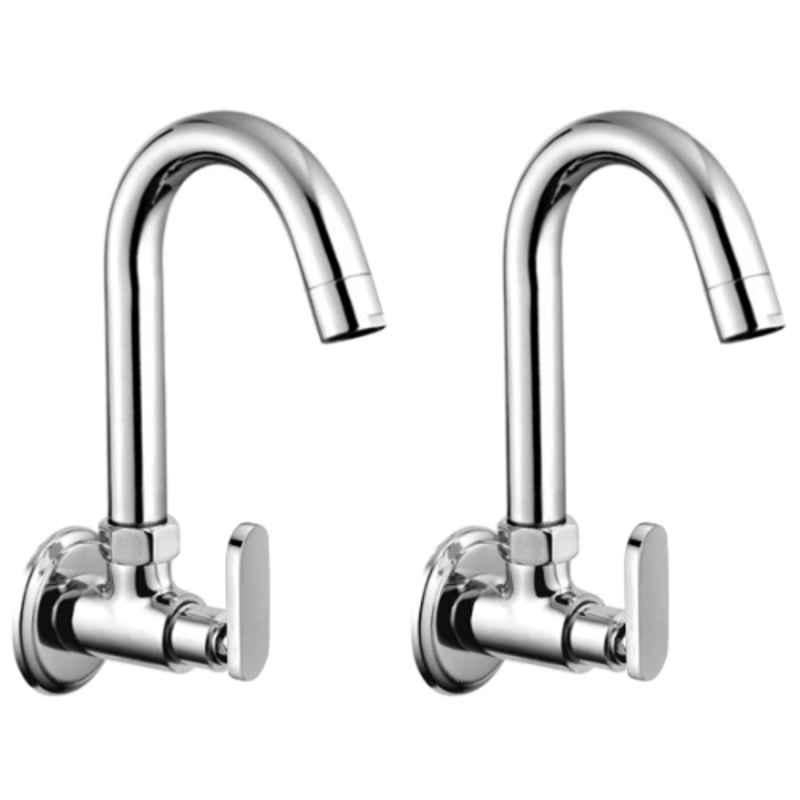 Drizzle Solo 1/2 inch Brass Chrome Finish Quarter Turn Sink Cock with Foam Flow & 360 deg Moveable Spout (Pack of 2)