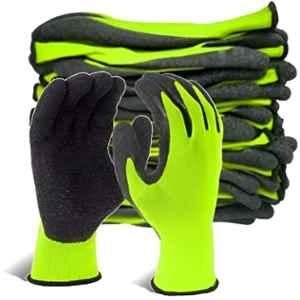 Swavind Nylon Green & Black Synthetic Crinkle Coated Hand Safety Gloves, Size: Free (Pack of 35)