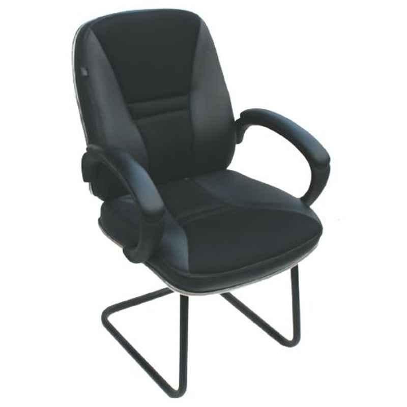 Arko Black Medium Steel Medium Back Fixed Push Back Visitor Chair, 363 B