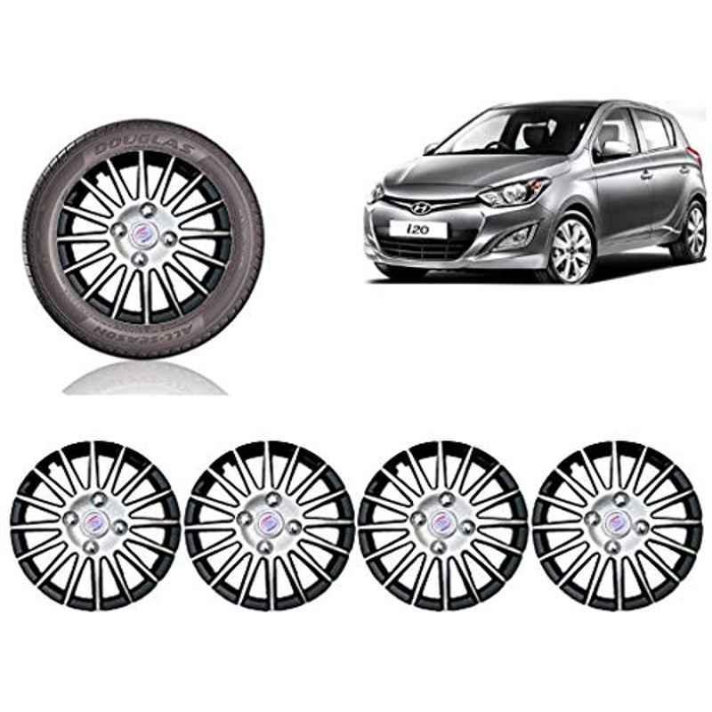 Auto Pearl 4 Pcs 14 inch ABS Black & SIlver Car Wheel Cover Set for Hyundai i20 Type2