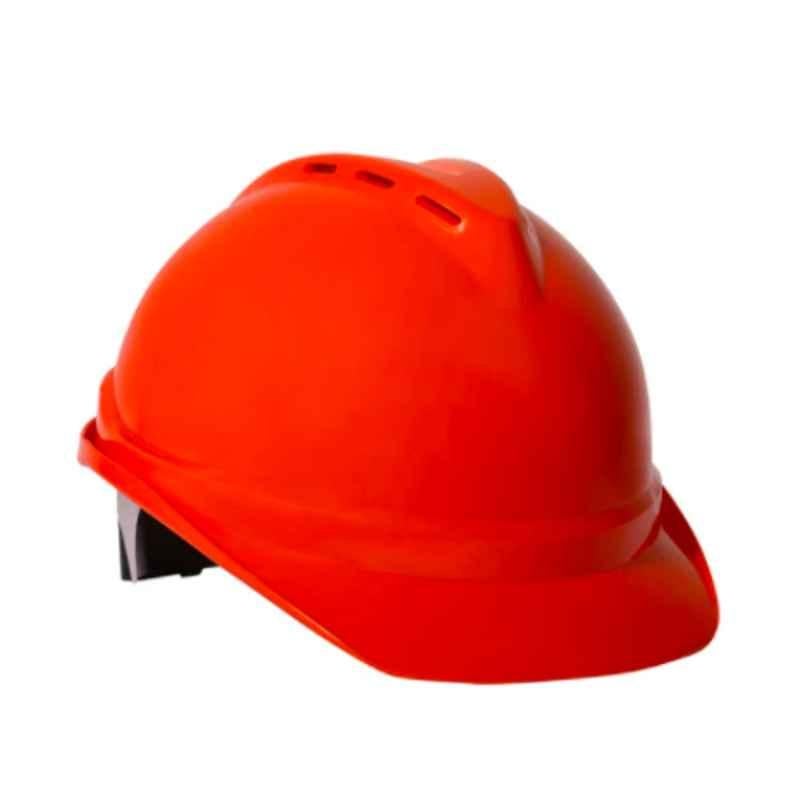 Ameriza Guard HDPE Orange Safety Ventilated Helmet with Textile Ratchet Suspension, A518240320