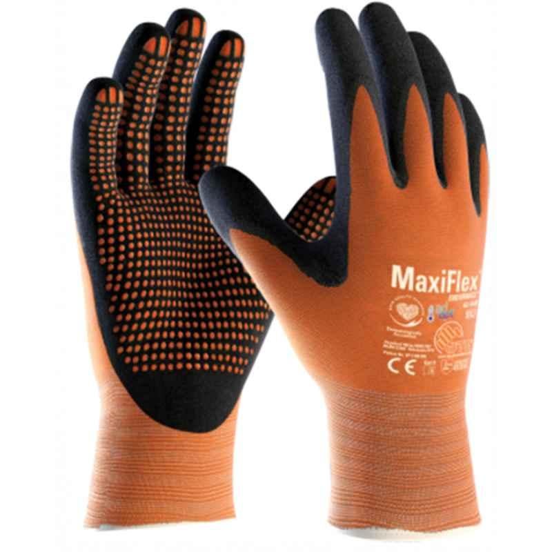 ATG Maxifoam Endurance 42-848 Micro Foam Nitrile Coated Orange & Black Safety Gloves, Size: XL