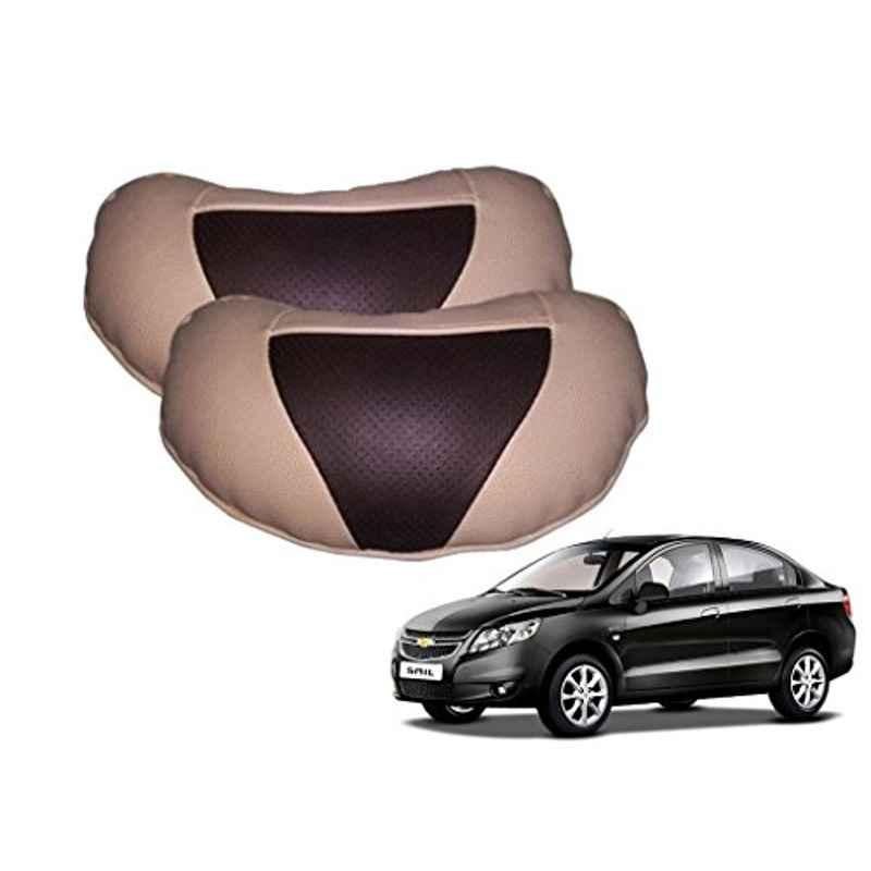 Kozdiko 2 Pcs Brown & Beige Neck Rest Set for Chevrolet Sail, koz_33521