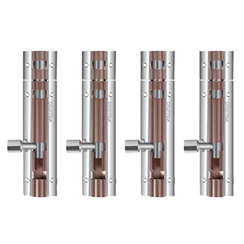 Plantex Stainless Steel 4 inch Tower Bolt/Tower Bolt for Home, Offices Doors and Windows/Tower Bolt for Main Door/Door Latch/Kundi/Chitakini/Door Latch for Windows - Pack of 4(Rose Gold & Chrome)