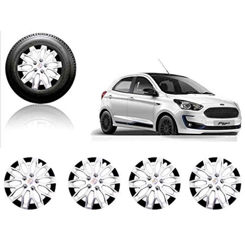 Auto Pearl 4 Pcs 14 inch ABS Silver & Black Car Wheel Cover Set for Ford Figo Aspire 2019
