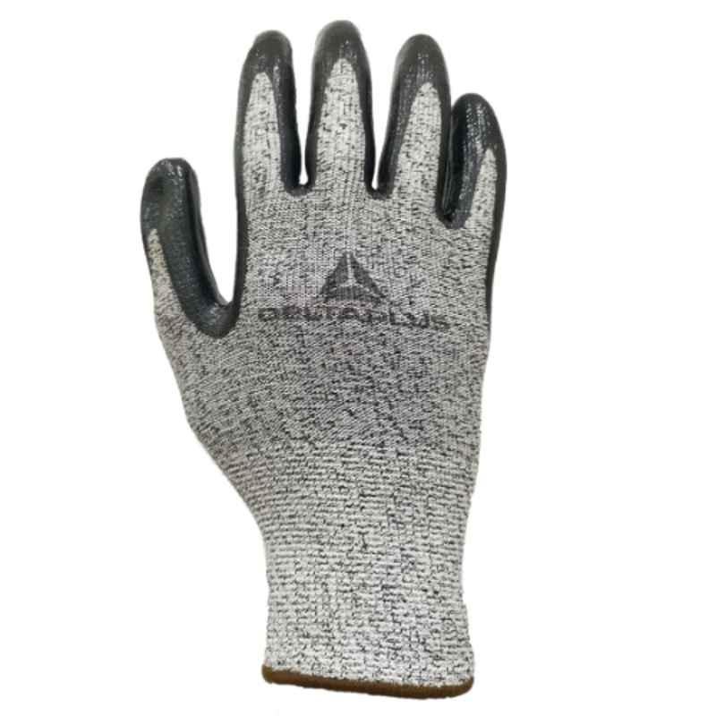 Deltaplus VENICUT 33 Econocut Fibre Nitrile Coated Grey Safety Gloves, Size: 9