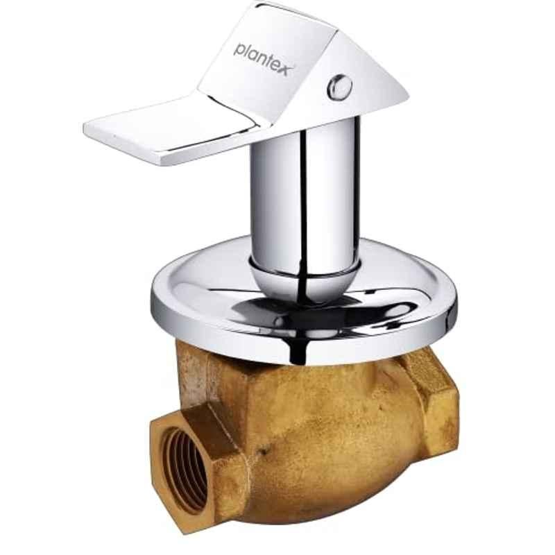 Plantex 15mm Pure Brass Chrome Finish Concealed Stop Valve for Bathroom with Teflon Tape & Adjustable Wall Flange, PRI-306