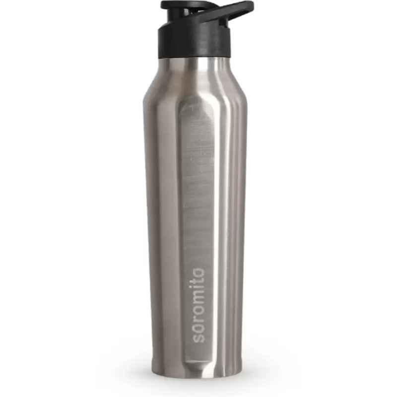Soromito 1L Stainless Steel Silver Water Bottle with Sipper Flip Cap, KTCNBSOR00022