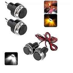 Meenu Arts Motorcycle/Bike Handlebar/Handle Weight Light Indicators for Honda Activa 125 Bar End Turn Signal Grip (Black, Dual LED, Set of 2, Metal Built, Front Tapered)