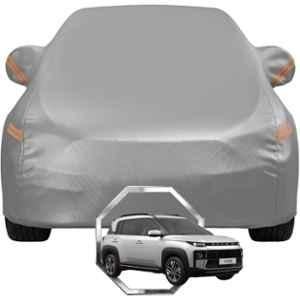 Allextreme Polyester Grey Highlighter Car Cover with Mirror Pocket & Triple Stitched Bottom Elastic for Hyundai Exter All Model & Years, HYN-EXTR-GRY