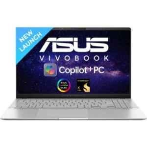 Asus S5507QAD-MA751WS VivoBook S 15 2024 Thin & Light Cool Silver Laptop with AI Powered Copilot+PC/Qualcomm Snapdragon X Elite 16GB/1TB SSD/Windows 11 Home & 15.6 inch OLED Display, 90NB14Q2-M006Y0