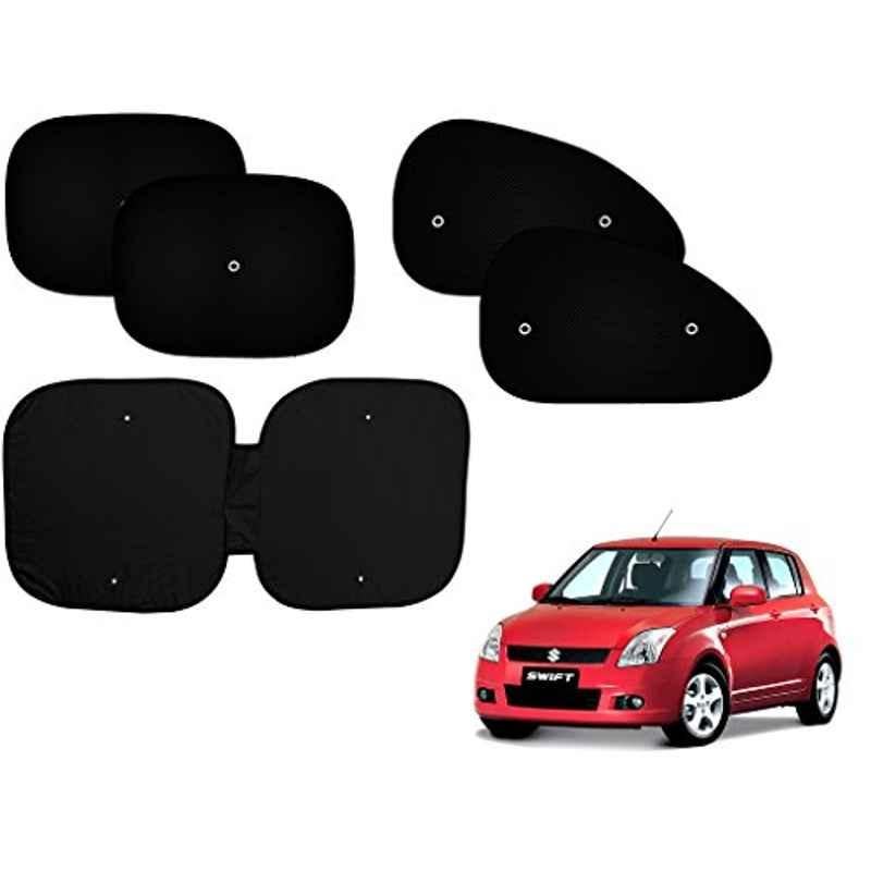 Auto Pearl 5 Pcs PVC & Mesh Black Window & Front Sun Shade Set for Maruti Suzuki Swift Old