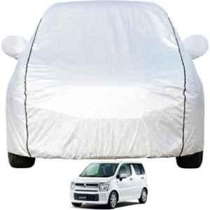 Allextreme Polyester Silver Car Cover with Mirror Pocket for Maruti Wagon R 2022 & 2026 Models, PV-MSW01