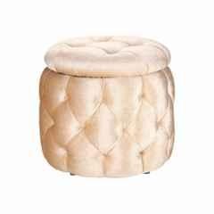 VJ Interior Cream The Tambor Round Velvet Puffy, VJ-745