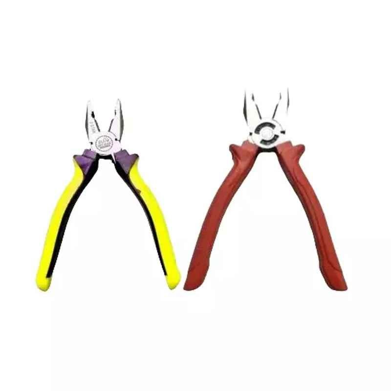 Sky Blue 2 Pcs 8 inch Multicolour 2 Cutting Wire False Piece Lineman Plier Combo, SBE286