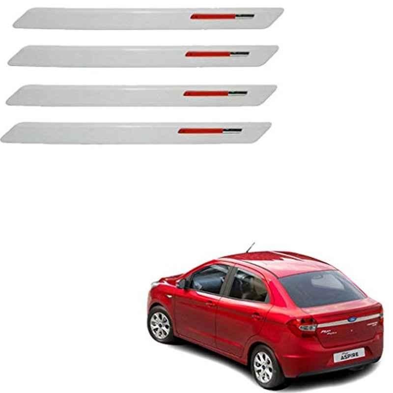 Kozdiko 4 Pcs White & Red Designer Car Bumper Protector Set for Ford Figo Aspire, KOZ-65600