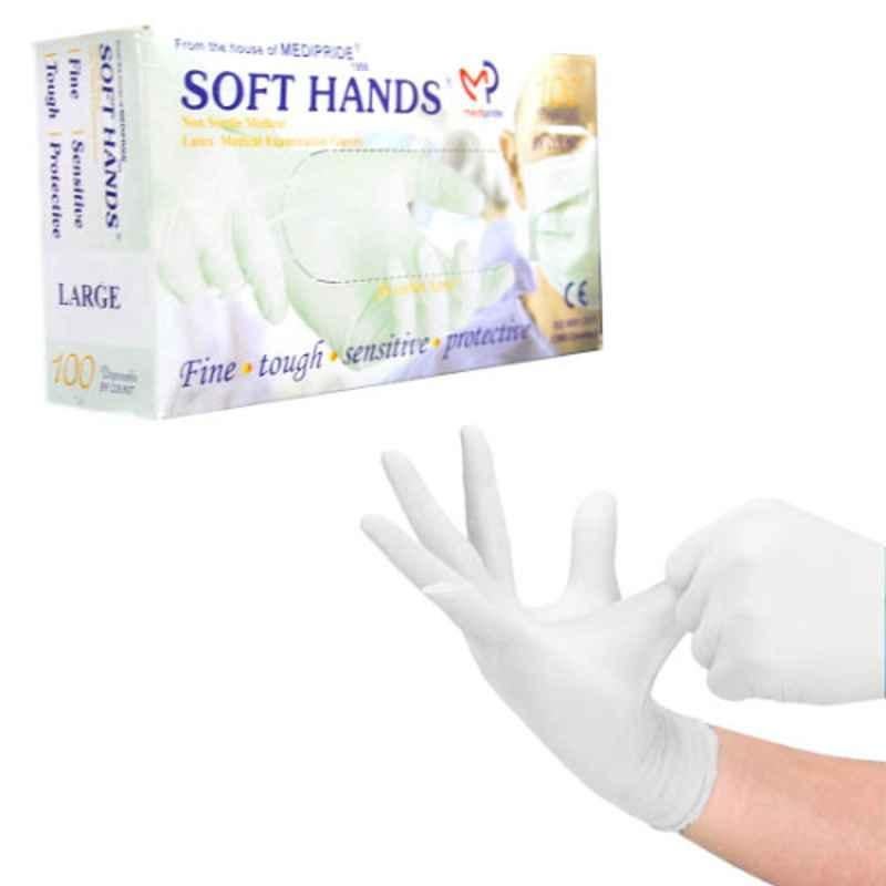 Soft Hand 100 Pcs Latex Gloves Box, Size: Medium