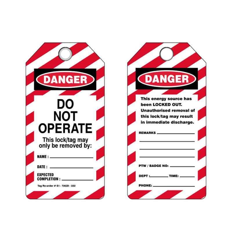 Loto 160x80mm Do Not Operate PVC Danger Tag Set with Metal Eyelet, S1-TAGD-222 (Pack of 50)