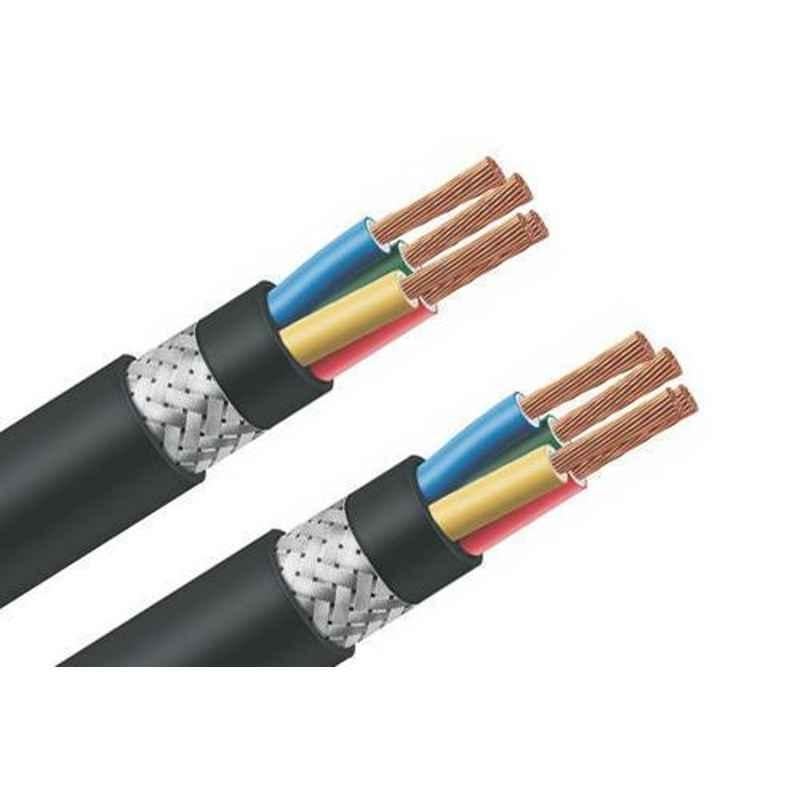 Polycab 4 Sqmm 4 Core Copper XLPE Insulated FRLS Fire Survival Cable, Length: 100 m