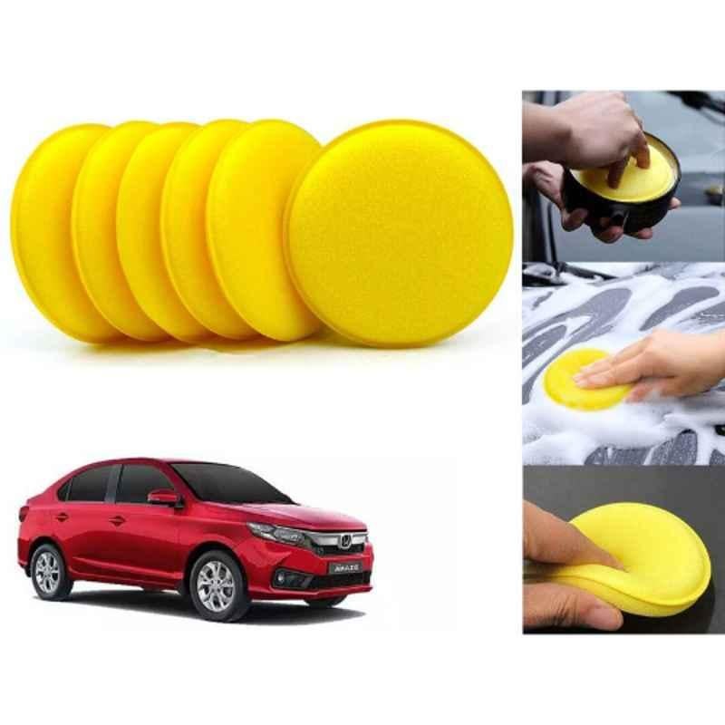 Auto Pearl Polyurethane Beige Washing & Waxing Polish Foam Sponge for Amaze 2018 (Pack of 6)