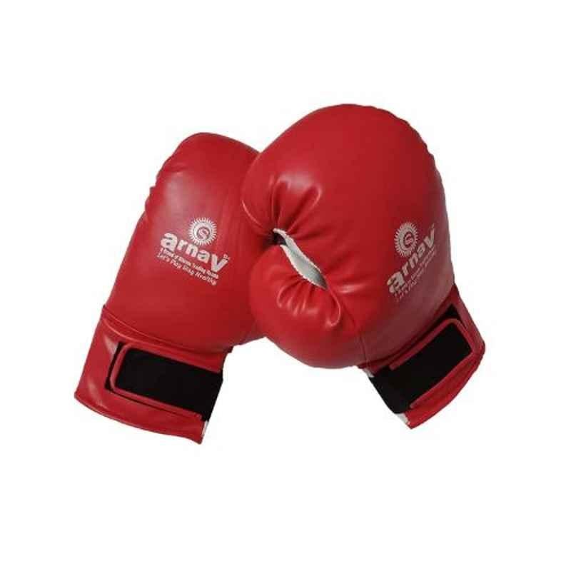 Arnav 16 Red & White Cotton Filled PVC Boxing Gloves