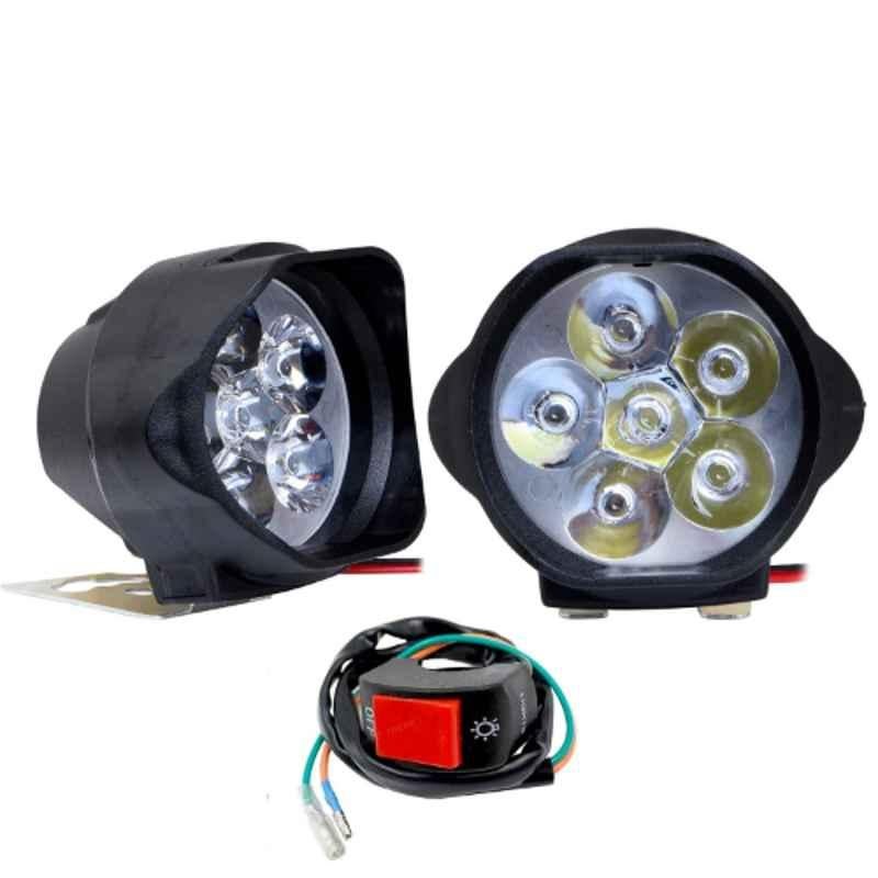 AllExtreme EX06L3S 2 Pcs 6 LED 10W Mirror Mount Waterproof White Fog Light Set with On/Off Switch