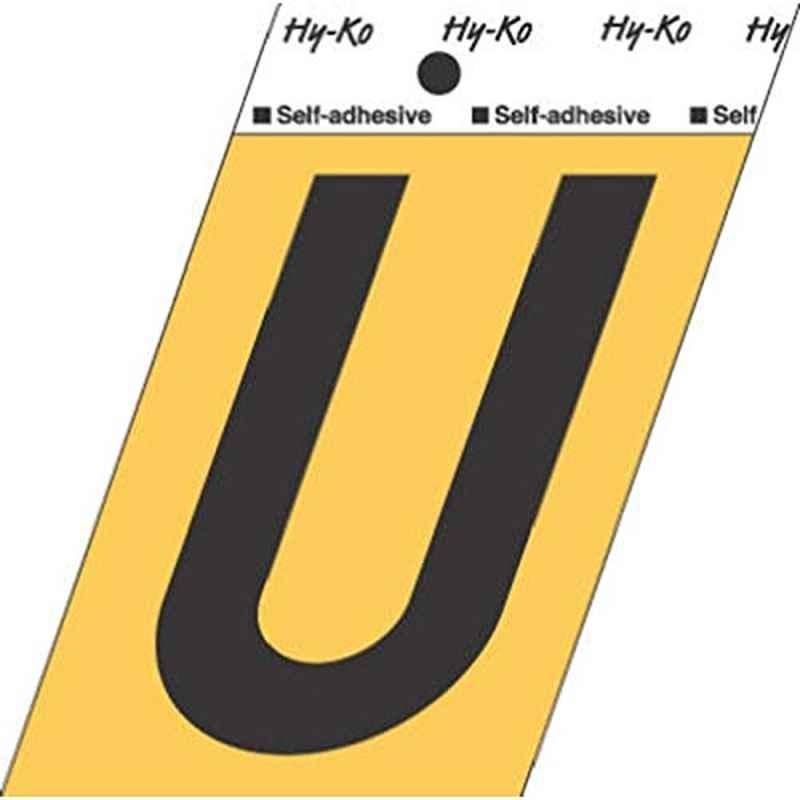 HY-KO GG-25/U 3-1/2 inch Aluminium Black Adhesive Letter U, 107176