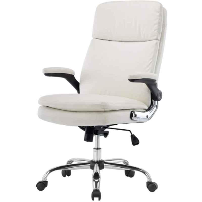 Oakcraft 125x59x59cm Leatherette White Revolving Executive Chair, H-OC-17