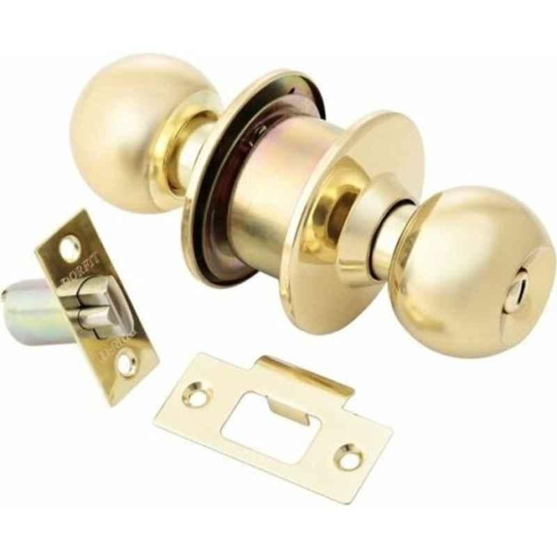 Dorfit 70mm Brass Polished Gold Privacy Entrance Knob Set, 3872PBMLBK