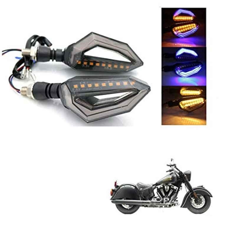 Kozdiko 4 Pcs Bike D Shaped 9 LED Front & Rear Side Turn Signal Indicator Light Set for Indian X Chief Dark Horse