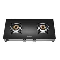 Hindware ARMO Plus GL 2B Glass Top Cooktop with 2 Brass Burner & Manual Ignition, CT 100209