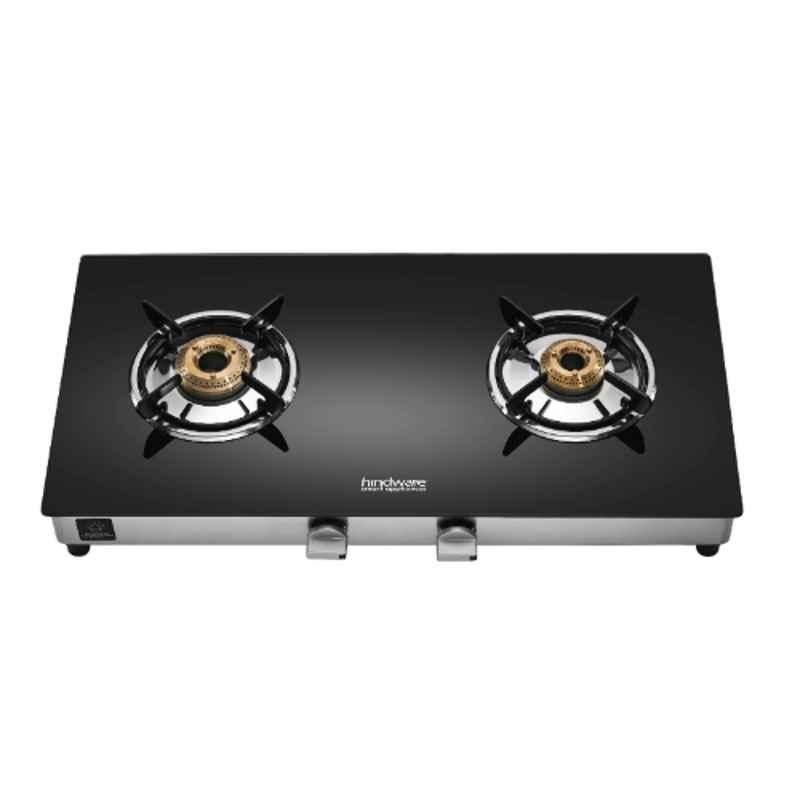 Hindware ARMO Plus GL 2B Glass Top Cooktop with 2 Brass Burner & Manual Ignition, CT 100209