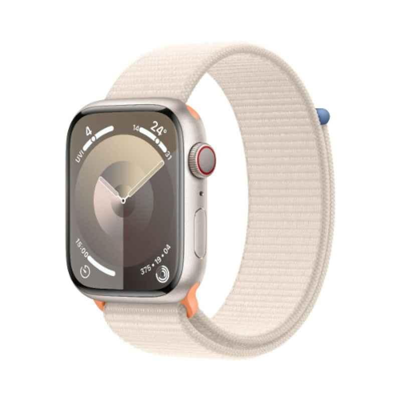 Apple 9 45mm Starlight Aluminium Case GPS & Cellular Smart Watch with Starlight Sport Loop, MRMA3QA/A