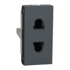 Schneider Electric Unica Pure 6A 2 Pin 1 Module Polycarbonate Grey Socket Outlet, UNS6SK2P1M_GY