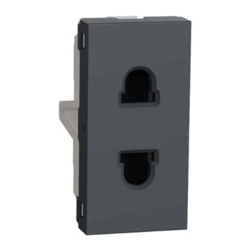 Schneider Electric Unica Pure 6A 2 Pin 1 Module Polycarbonate Grey Socket Outlet, UNS6SK2P1M_GY