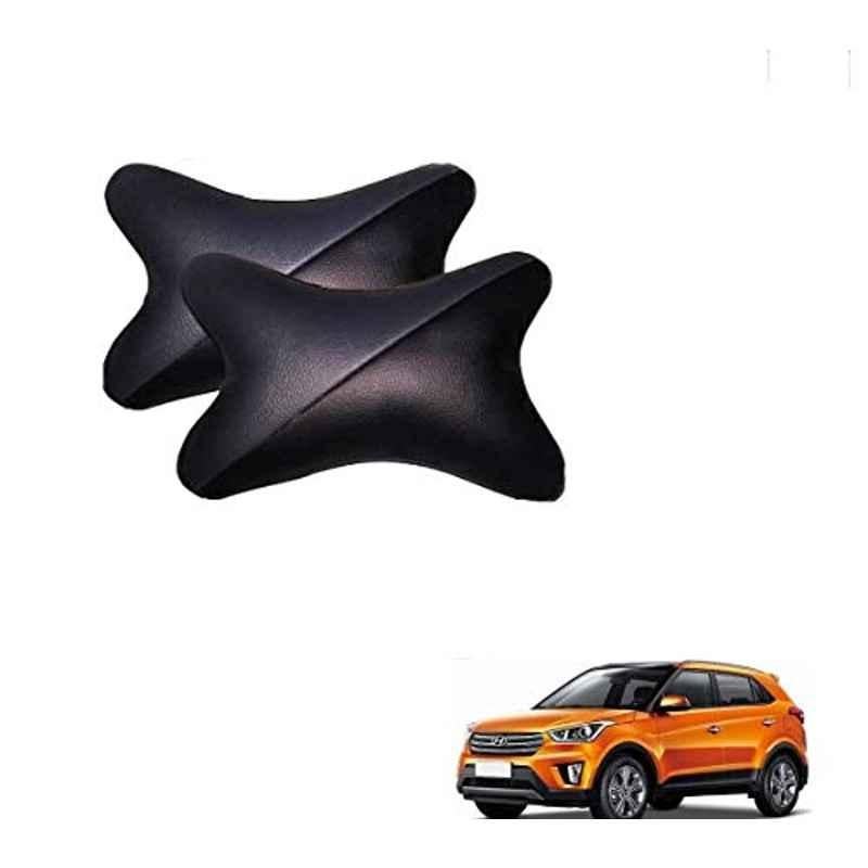 Kozdiko 2 Pcs Memory Foam Grey & Black Car Neck Rest Cushion Pillow Set for Hyundai Creta