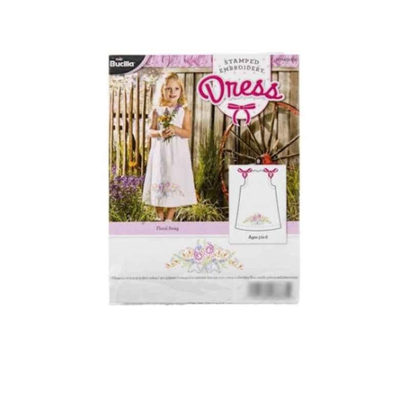 Bucilla Stamped Embroidery Pillowcase Dress Kit Size 3-8 Floral Swag