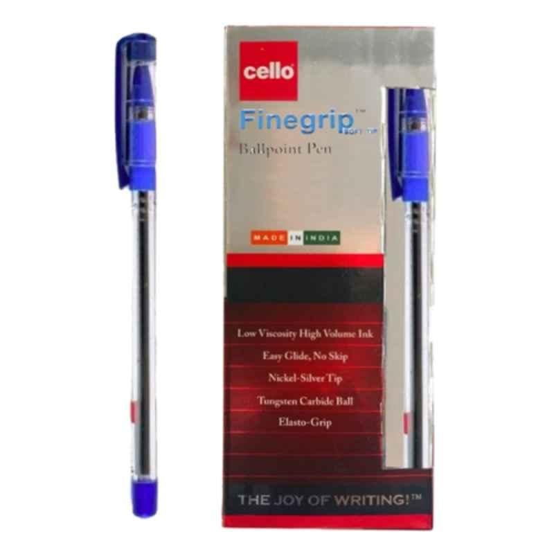 Cello Finegrip Soft Tip 0.7mm Blue Ball Point Pen, (Pack of 12)