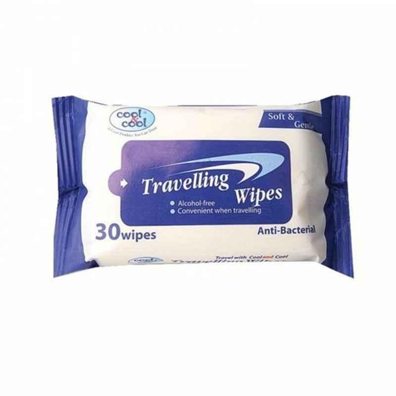 Cool and Cool Travelling Wipes, White, 30 Pcs/Pack
