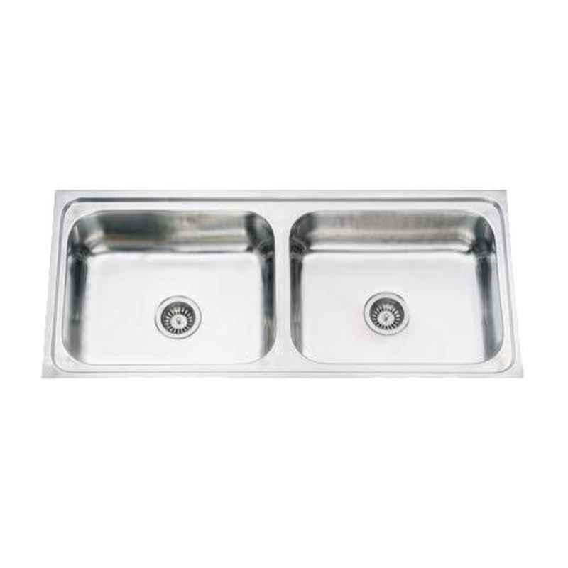 Crocodile 41x20x8 inch Glossy Finish Stainless Steel Double Bowl Kitchen Sink