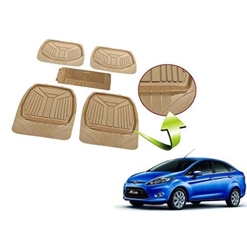 Kozdiko 5 Pcs Rubber Beige 3G Rubber Mat Set for Honda Accord