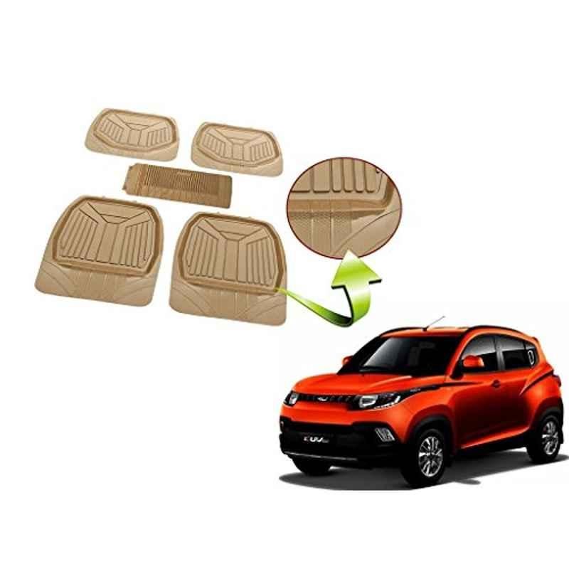 Kozdiko 5 Pcs Rubber Beige 3G Rubber Mat Set for Mahindra Scorpio Old