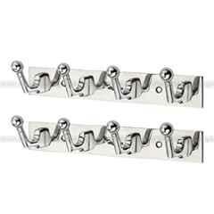 Aligarian 4 Leg Stainless Steel Silver Polished Finish Wall Mounted L-Goli Cloth Hook Hanger (Pack of 2)