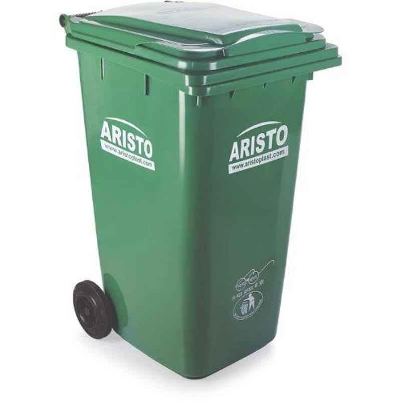 Aristo 240L Plastic Green Dustbin with Wheel
