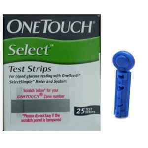 Johnson & Johnson One Touch Select 25 Test Strips & Euroclix 100 Pcs 30 Gauge Blood Lancet Box