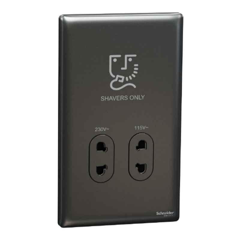 Schneider Electric Unica X 115/230VAC Vertical Dark Grey Shaver Socket, NUXT727V_DG