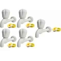 Senkiddpro 5 Pcs PVC White Long Body Tap with 5 Pcs Teflon Tape Combo